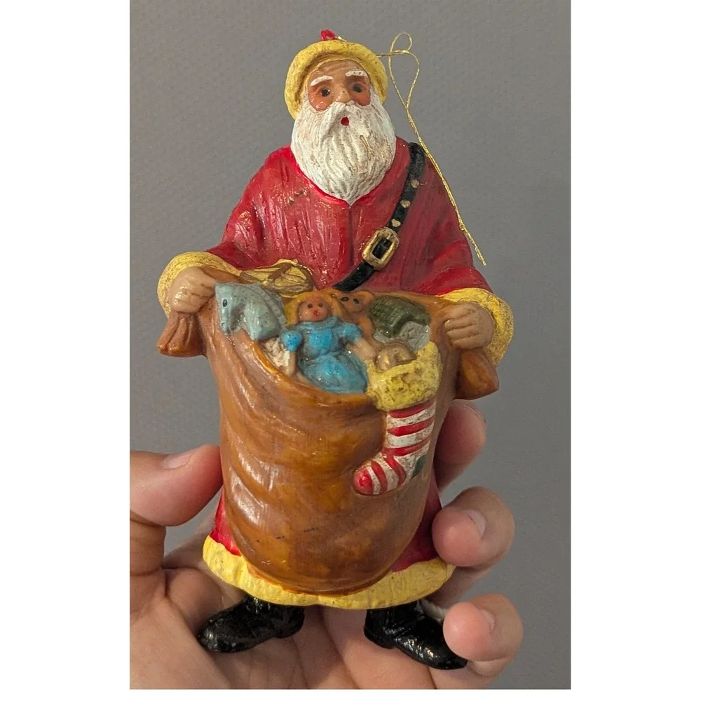 VTG Large Santa Claus Ornaments Old World Father Christmas Figures Plastic (?)